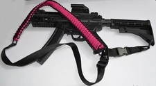 Tactical 550 Paracord Rifle Gun Sling MultiPoint Quick Detach HOT PINK BLACK