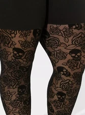 Torrid Betsey Johnson Tights Opaque Skulls Black NWT New 5X