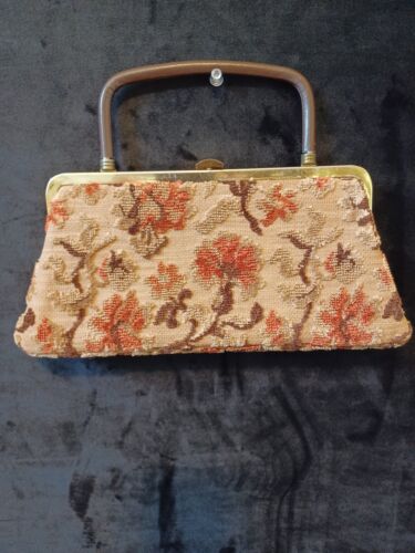 Vintage Block Brand 1950s Tapestry Ladies Handbag 