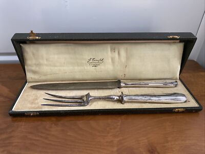 Couverts à gigot / viande en argent fourré 19ème siècle