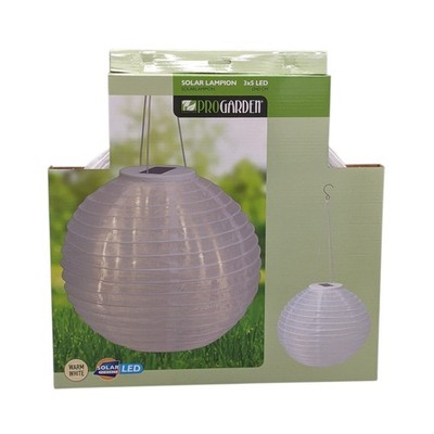 XXL LED Solar Lampion Weiß Ø40xH60cm Warmweiß Hängedeko Garten Laterne Balkon