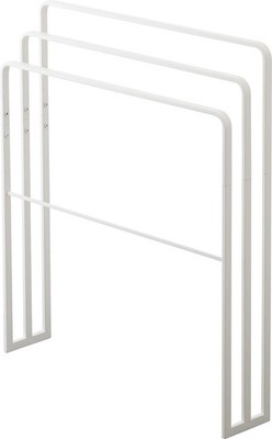 Yamazaki 3-Row Bath Towel Hanger, White, Holds 3 Towels Sideways
