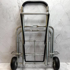 Folding Luggage Travel Chrome Caddy Suitcase Carrier Shopping Cart With Wheels