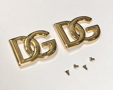 Genuine Dolce & Gabbana Golden Accessories Icon Logo( Pair ) 21mm x 28mm ITALY