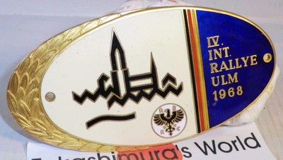 PLAKETTE ADAC 4. internationale RALLYE ULM Donau 1968 Münster GOLDWERTUNG B26