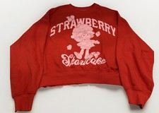Strawberry Shortcake Women  s Oversized Graphic Print Red Comfy Sweatshirt Sz XL
