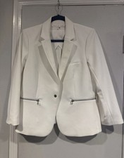 Veronica Beard Scuba Schoolboy Dickey Jacket Blazer in White Size 8 Nice