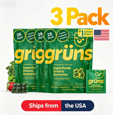 3pc Grüns Super Greens Gummies Multivitamin Superfood Gummy Bears 28 Packs