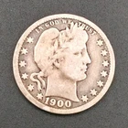 1900 Barber Quarter Silver Coin Circulated VG