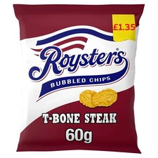 Roysters T Bone Steak Crisps Snacks £1.35 Full Box of 20 x 60g Bags