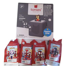 Tonies Toniebox Starter Set GRAY Bundle NEW w/ 4 Marvel Spidey Friends Character