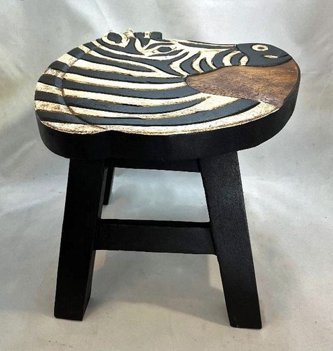 ZIPPY ZEBRA WOOD FOOTSTOOL - ZEBRA FOOT STOOL - Picture 2 of 2