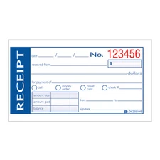 Money/Rent Receipt Bk,Tape Bound,2-Part,2-3/4"x5-3/8",WE