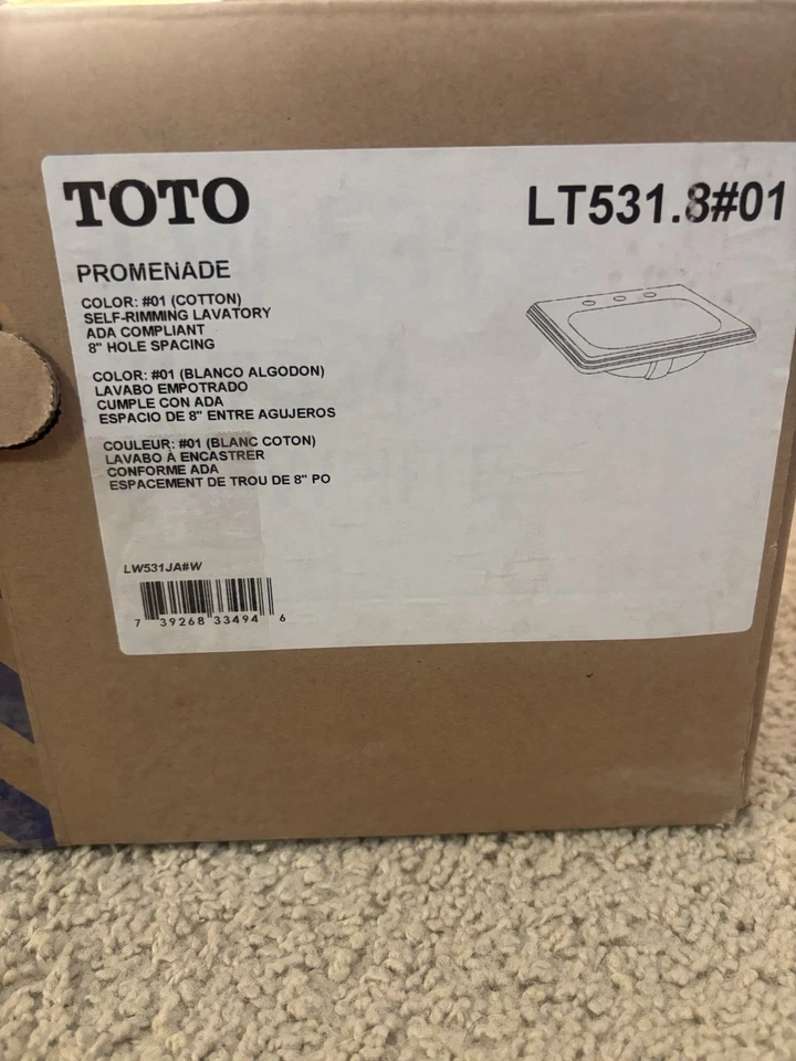 "Fregadero de baño TOTO LT531.8 Promenade 22x18.5"" - algodón auto ribeteado NUEVO Foto 2 de 4