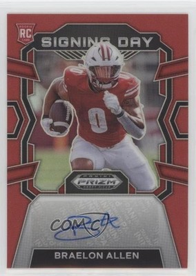 2024 Prizm Draft Picks Signing Day Red 104/199 Braelon Allen Rookie Auto RC 0i7l