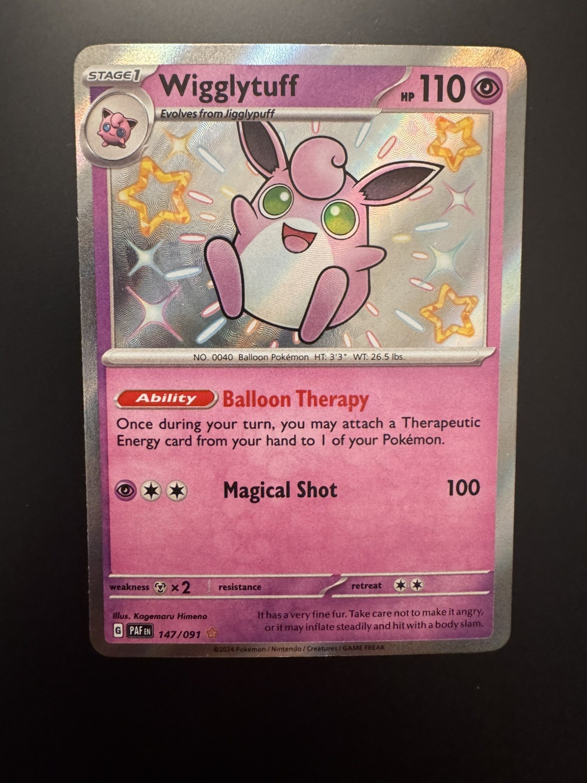 Pokémon TCG - Wigglytuff 147/091 Paldean Fates Shiny Holo Rare Card
