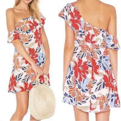 Astr Floral One Shoulder Dress