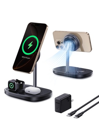 Baseus Qi2 15W 3-in-1 Charging Station, Magnetic Wireless Charger Stand Black 