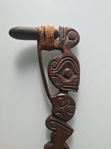 herminette Maohi Bois tiki Sculpture polynésie Iles Du Pacifique, Art Oceanien - Photo 4 sur 10