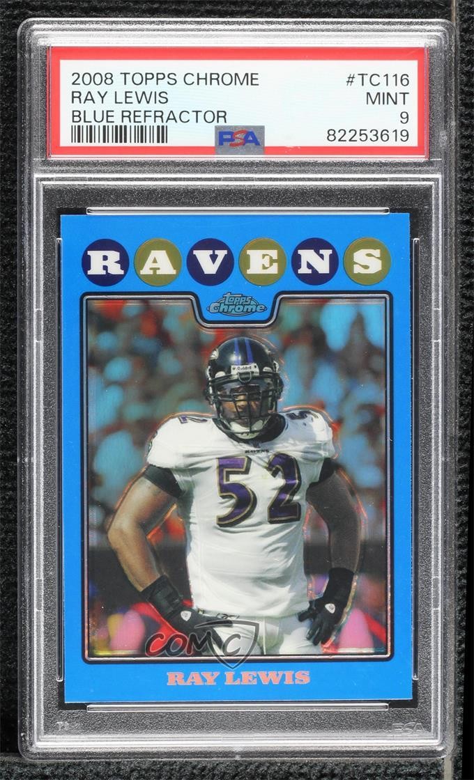 2008 Topps Chrome Blue Refractor Ray Lewis #TC116 PSA 9 MINT HOF 0j6m