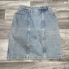Vtg 80s GUESS George Marciano Denim Skirt Womens 26 x 20 High Waist Midi Western