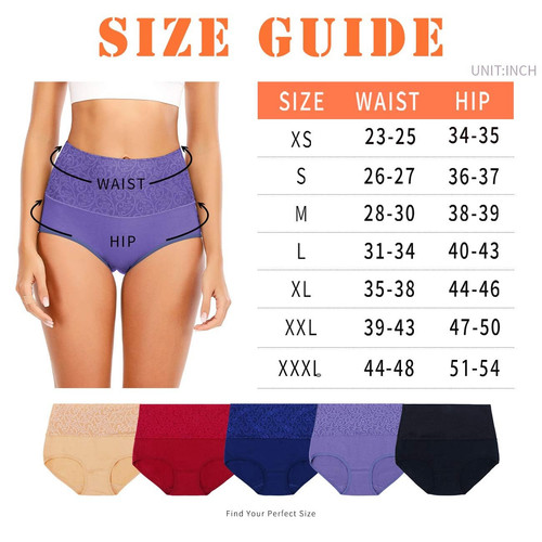 Damen-Slips hoch tailliert Baumwolle Unterwäsche Bauchkontrolle Damen weich voller Bezug... - Bild 6 von 6