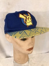 Pokemon Pikachu Baseball Hat Cap Adjustable Snapback Youth One Size Blue Yellow