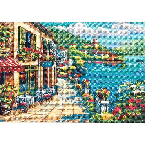 Dimensions Gold Petite Overlook Cafe Counted Cross Stitch Kit-7"X5" 18 Count - 第 1/1 張圖片