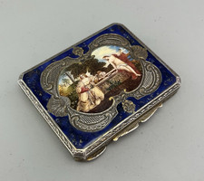 Antica scatola italiana in argento e smalto grado 800 CFEZX