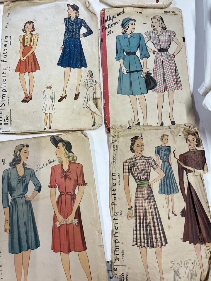 21 Vintage 1940’s Sewing Patterns Vogue Simplicity Ladies Dresses Coat - Image 4 of 4