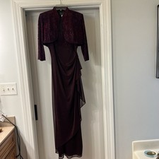 Alex Evenings Women's Long Burgundy Dress with Jacket Size 6