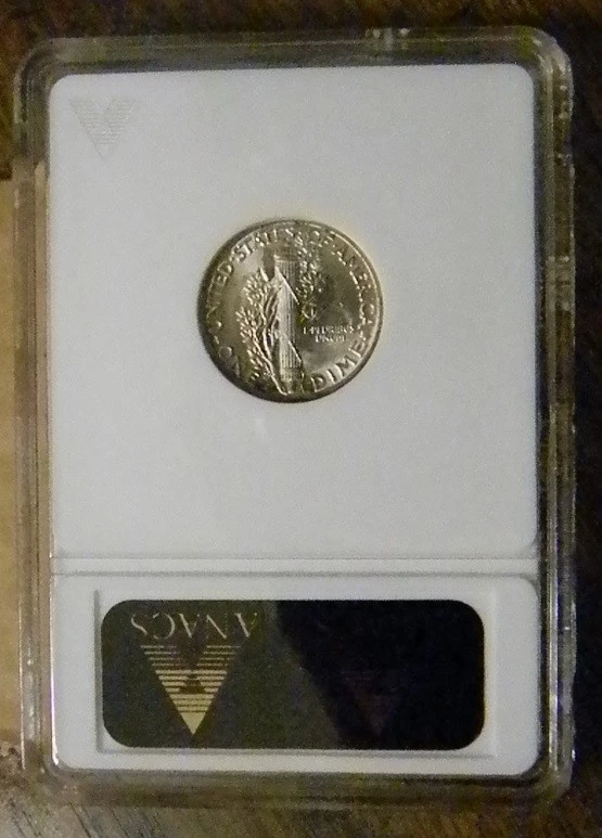 1945 Mercury Dime MS63 ANACS Vintage Soapbox Holder - Image 2 of 2