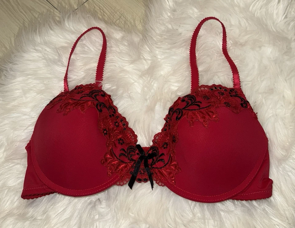 Sutiã feminino Felina F5019 com acabamento em renda acolchoado 38C vermelho - Imagem 2 de 4