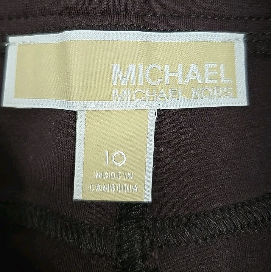 Michael Kors Basics Straight Leg Pants Knit Stretch Chocolate Brown Women’s 10 - Image 3 of 4