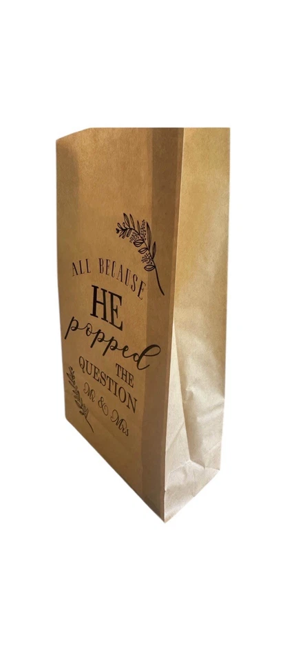 Compromiso divertido. Bolsas de papel en relieve todas Beacsue He Popped The Question - 50 piezas 9x5 Foto 2 de 4