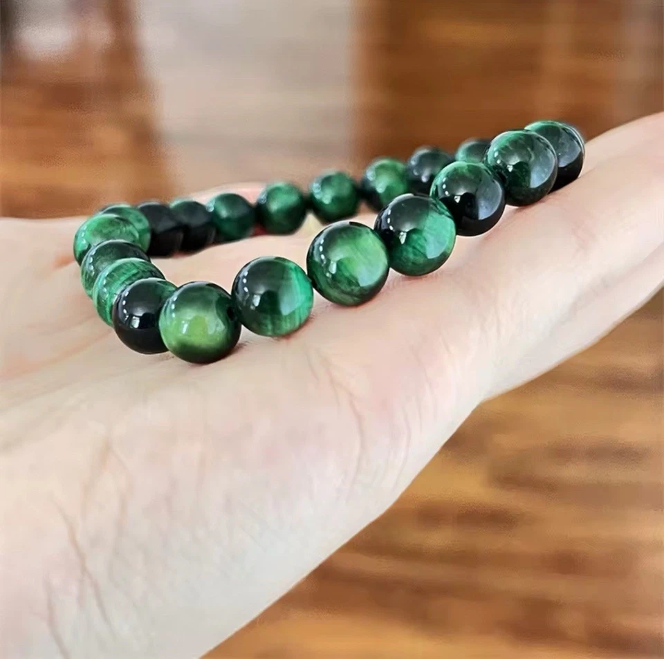 Hochwertiges Natürliches 8mm seltene Grüne Tigerauge Armband 19-19.5 cm - Bild 3 von 4