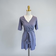 Toad & Co Cue Wrap Dress Sz Small Blue Gray Slate Organic Cotton Casual Midi