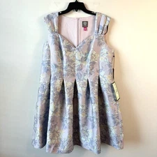 Vince Camuto Floral Jacquard Fit & Flare Cocktail Dress Lavender Purple 14W