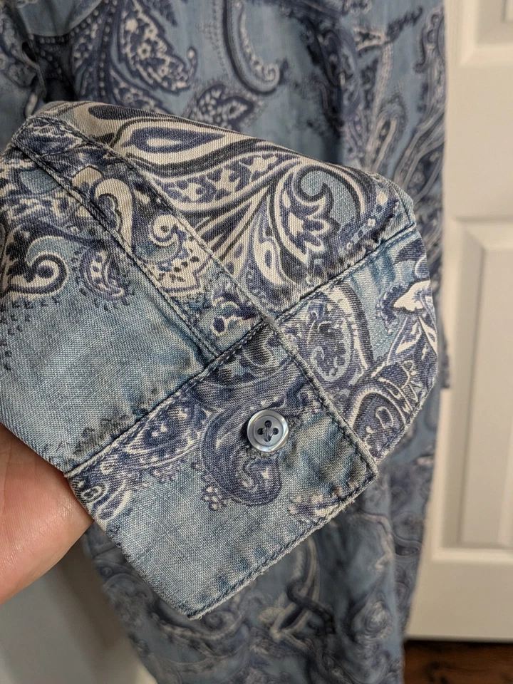 Chicos Paisley Túnica Camisa Vestido Mujer XL Talla 3 Botones Frente Artístico Boho Informal Foto 3 de 4