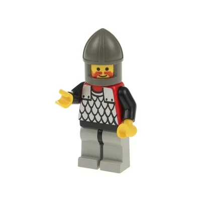 1x Lego Minifigur Castle Black Knights Ritter Kettenhemd Helm grau 1547 cas157 - Bild 1 von 3