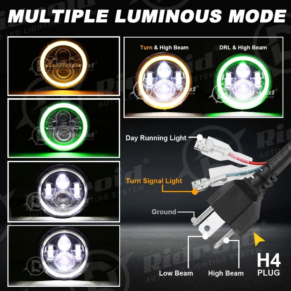 For Harley-Davidson Softail Deluxe FLSTN 7" LED Headlight + 4.5" Passing Lights Foto 4 de 4