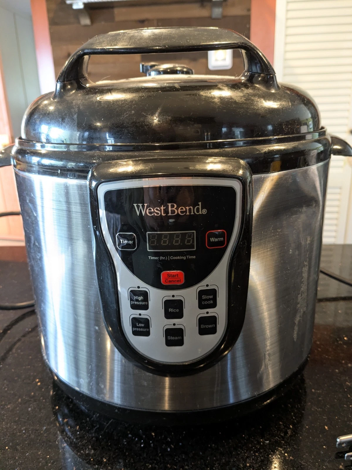 West Bend Pressure Cooker 6 Quart Rice Steam Slow Cooker Chrome And Black