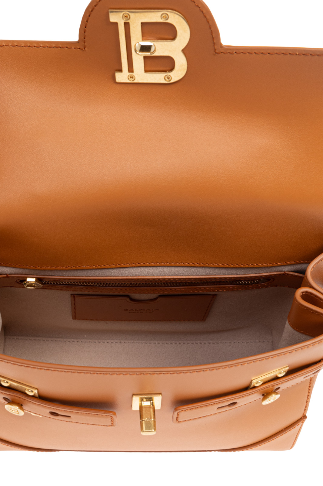 BALMAIN B-Buzz 23 Brown Leather Top Handle Bag New & Authentic image 4