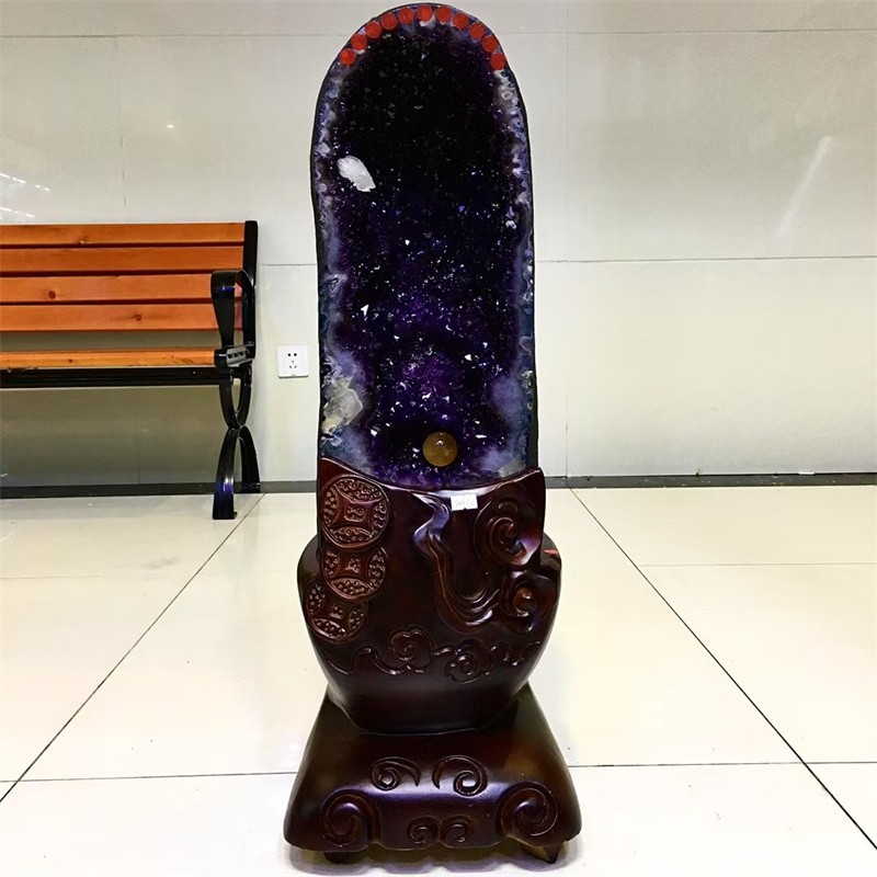 74.8LB Top Natural Amethyst Geode Quartz Crystal Mineral Specimen Healing+Stand