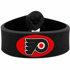 NHL Philadelphia Flyers Adjustable Black Rubber Hockey Puck Bracelet Gamewear