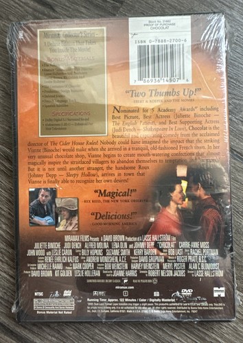 New Sealed Chocolat DVD Movie Johnny Depp 2000 - Picture 2 of 4