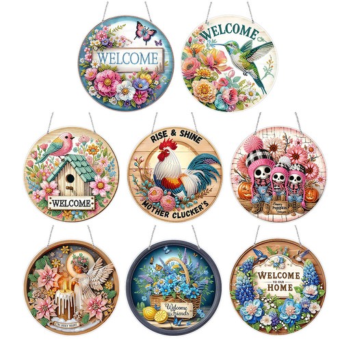 Acrylic 2D Flat DIY Hanging Diamond Art Kits Special Shape Wall Door Decoration  - Photo 7 sur 36