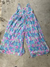 Vintage 60/70s One Piece Lightweight Floral Romper Unbranded Handsewn Wide Leg 