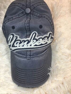 Ladies new york yankees hat retro washed cotton denim baseball cap color  gray