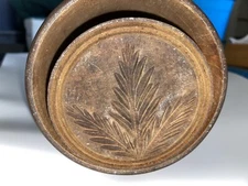 Antique Vintage Large Wooden Butter Mold Leaf Fern Design Primitive Stamp